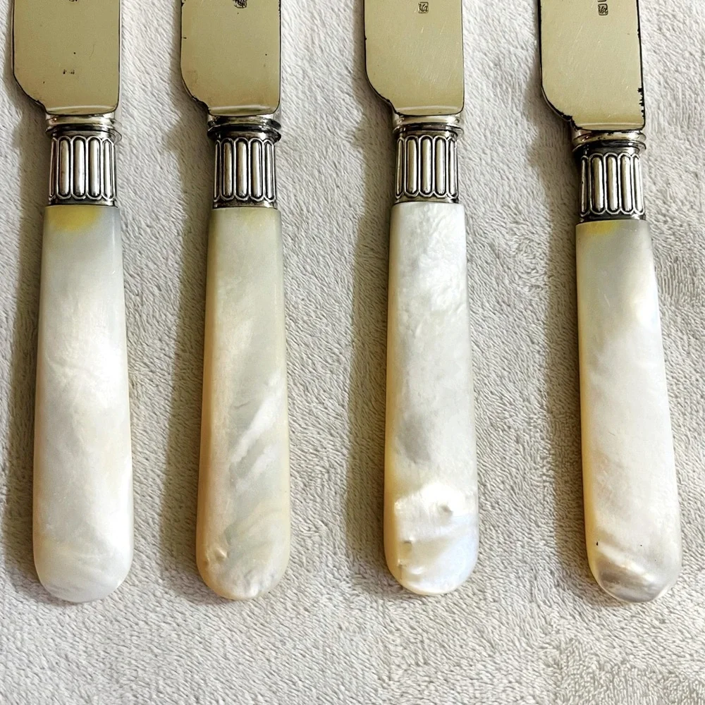 *4* Antique 1890's English Mother of Pearl Knives, Harrison Brothers & Howson